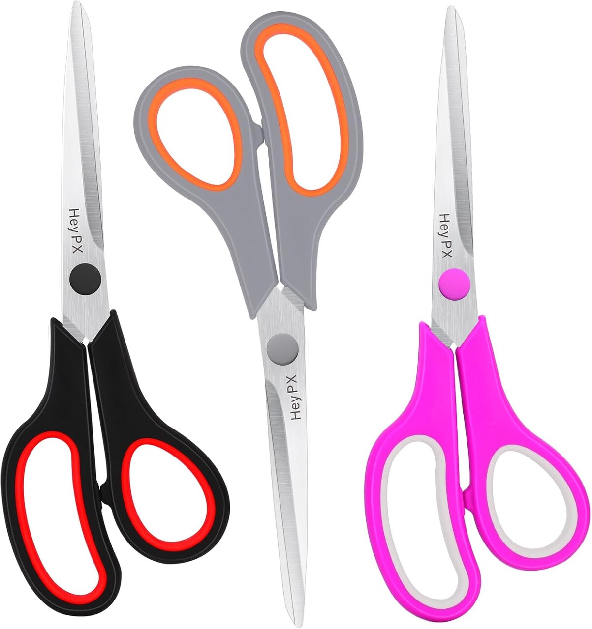 3-Pack 8.5" All-Purpose Scissors – Stainless Steel Heavy Duty with Comfort Grip, Multicolor